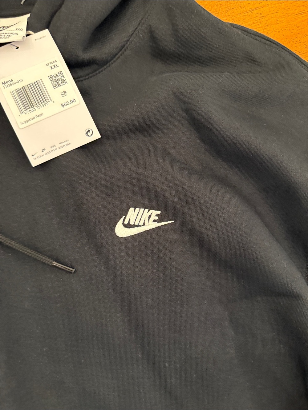 Nike Sportswear Club Men's Black Hoodie Fleece Sz XXL NEW FN3859-010 - Picture 10 of 12